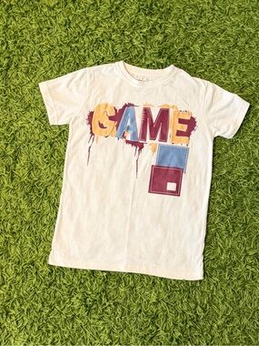 White 'GAME' Graphic Tee with Multicolor Print